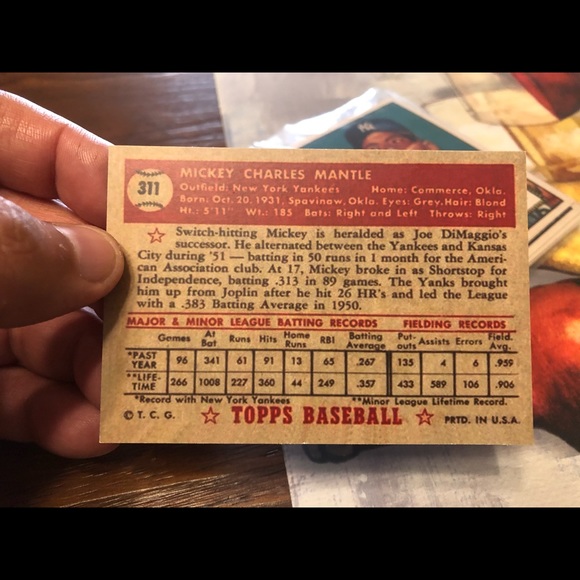 1952 rookie card Mickey Mantle (Rp) - Picture 3 of 3